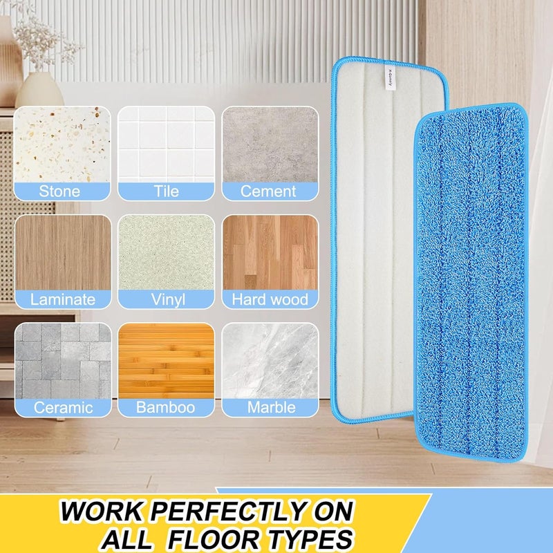 H-Gamely Microfiber Spray Mop Replacement Heads for Wet/Dry Mops Compatible with Bona Floor Care System 3 Pack (Blue) - Image 4