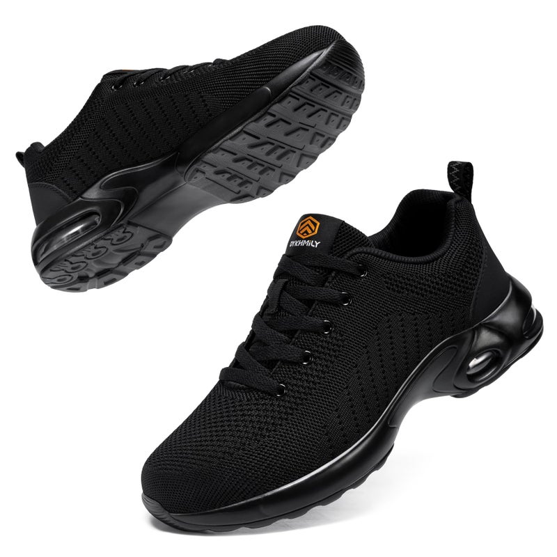 FENLERN Wide Width Steel Toe Safety Shoes for Women Ladies Comfortable Work Sneakers Non Slip Lightweight Size 85WBlack