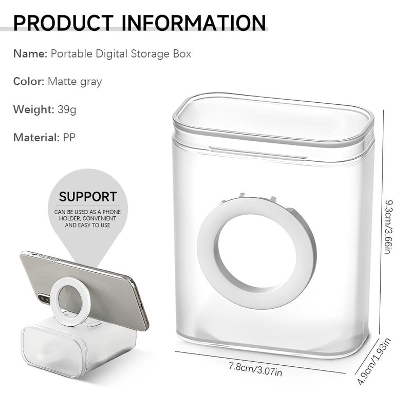 Verilux® Travel Cable Organizer Storage Box with Folding Phone Stand Multi Cable Storage Organizer for Charging, USB, Data Charger Adapter Earbuds - Image 2