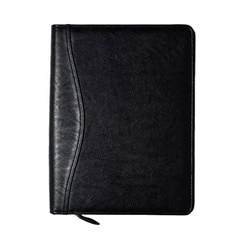Planner Pad 7 Ring Loose Leaf Executive Size Cover, Fits 8 1/2” x 11” Size Planner Pages, Black Faux Leather - Image 1