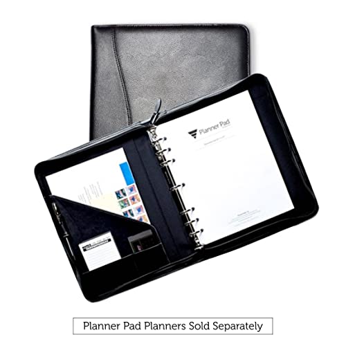 Planner Pad 7 Ring Loose Leaf Executive Size Cover, Fits 8 1/2” x 11” Size Planner Pages, Black Faux Leather - Image 5