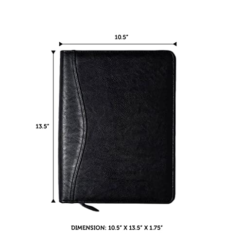 Planner Pad 7 Ring Loose Leaf Executive Size Cover, Fits 8 1/2” x 11” Size Planner Pages, Black Faux Leather - Image 4