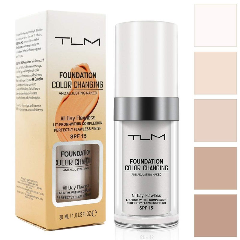 TLM YEUGSCKA Color Changing Foundation, 2 Pack, Liquid, Moisturizing, Sunscreen, 30ml - Image 5