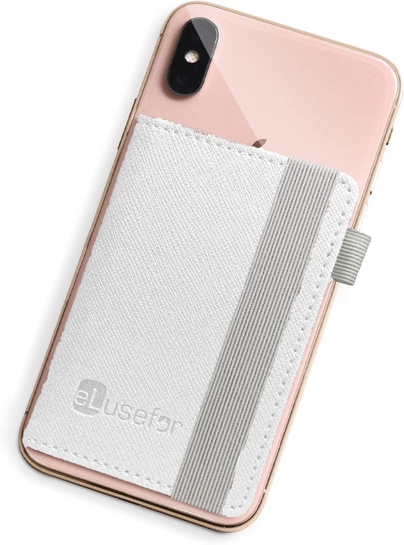 eLusefor Stick-On Phone Wallet for Back of iPhone or Android Case | 6 Sleeve Credit Card Holder - Pocket for Cards, Money & ID - Built-in Stand - Waterproof Material - Travel, Work & Life-Proof - Pearl - Image 1