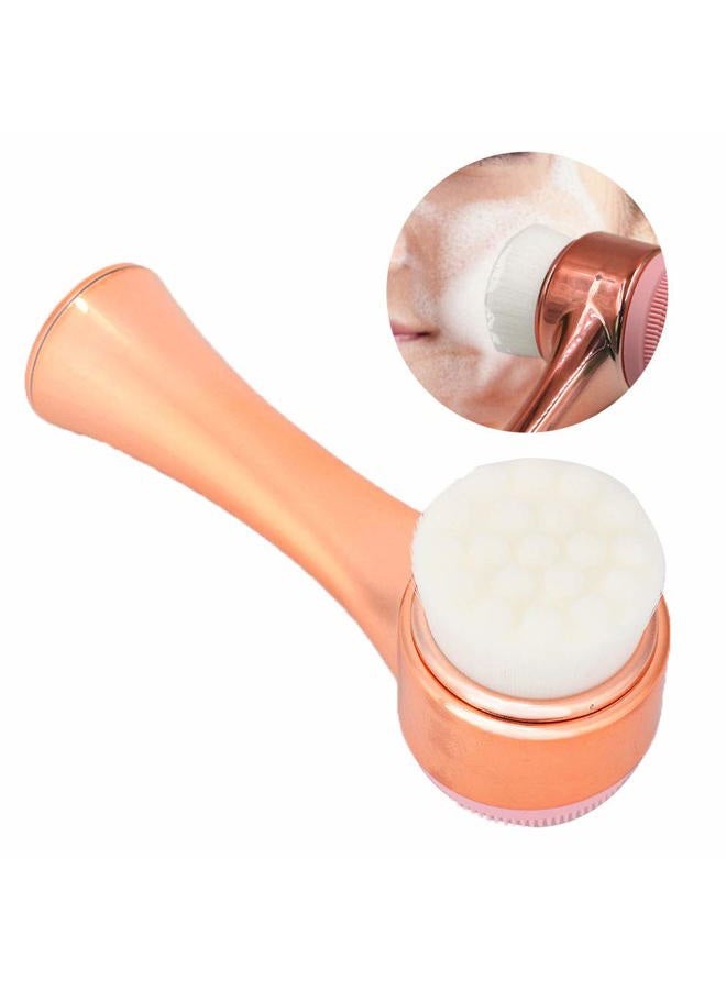 Ymiko Manual Facial Cleansing Brush, 2-in-1 3D Facial Brush Double-Sided Face Deep Cleaning Massage Brush Manual Facial Cleansing Brush Skin Care Tool - Image 2