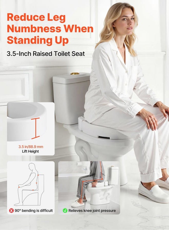 VEVOR Raised Toilet Seat, 300 lbs Load Capacity, 3.5-Inch Lift Height, Commode Elevated Toilet Seat Riser with Enlarged Opening for Seniors, Elderly, Handicap, Disabled, and Adults, Fits Round Bowl - Image 2