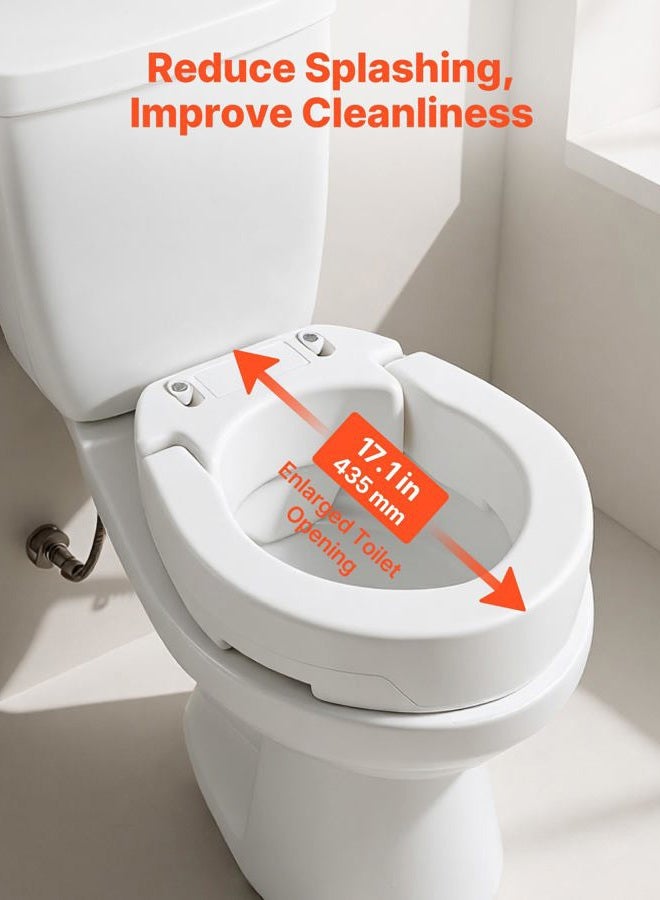 VEVOR Raised Toilet Seat, 300 lbs Load Capacity, 3.5-Inch Lift Height, Commode Elevated Toilet Seat Riser with Enlarged Opening for Seniors, Elderly, Handicap, Disabled, and Adults, Fits Round Bowl - Image 5