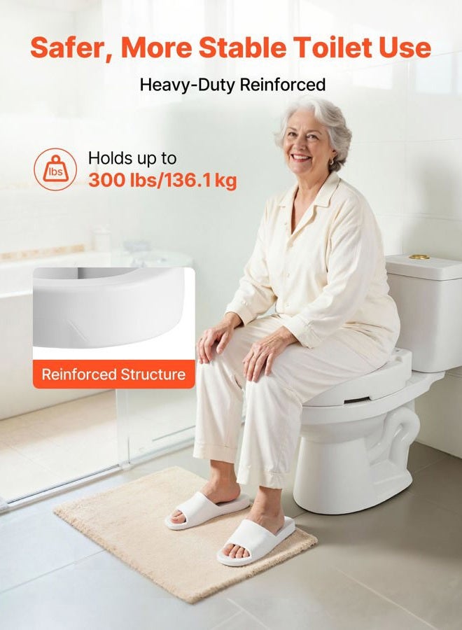VEVOR Raised Toilet Seat, 300 lbs Load Capacity, 3.5-Inch Lift Height, Commode Elevated Toilet Seat Riser with Enlarged Opening for Seniors, Elderly, Handicap, Disabled, and Adults, Fits Round Bowl - Image 4