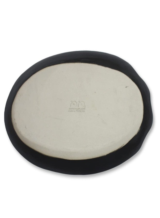 roro 11 Inch Handmade Ceramic Stoneware Dinner Plates in Matte Black (Set of 2) – Oval Design, Perfect for Elegant Dining, Plating, and Serving, Microwave, Oven & Dishwasher Safe - Image 4