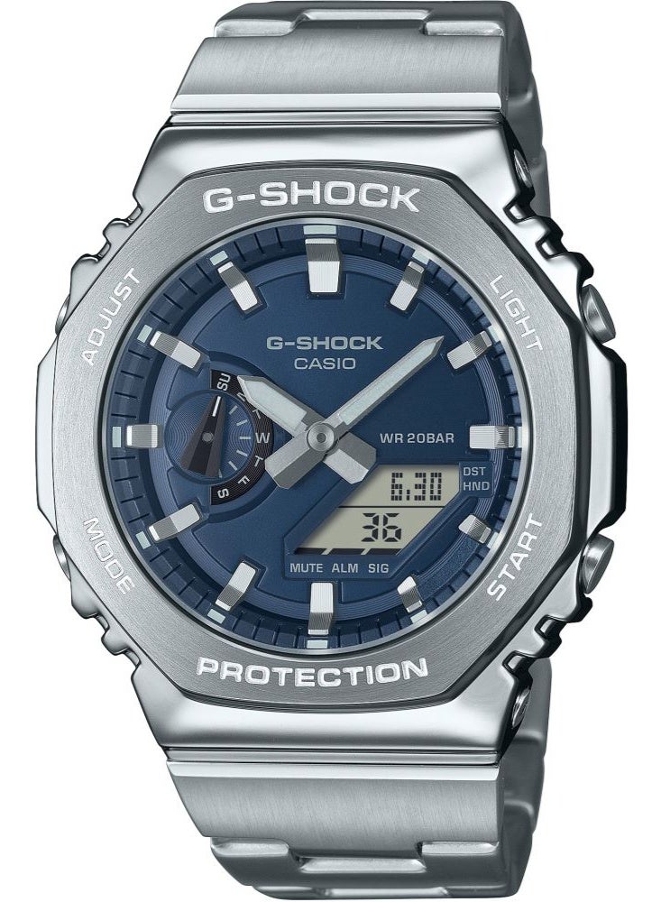 Casio Watches G-Shock Men “Stainless steel band One-touch tri-fold clasp-GM-2110D-2BDR, Silver, 49.3 × 44.4 × 11.8 mm - Image 1