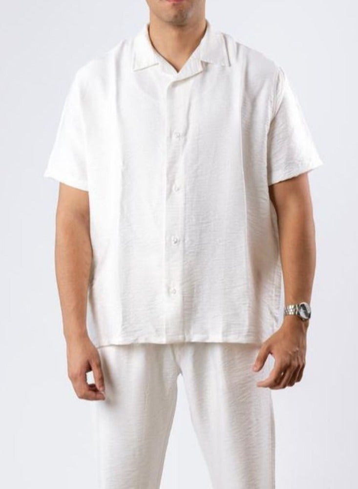 Short Sleeve Linen Shirt, Available in Beige, White, Black  - Image 2