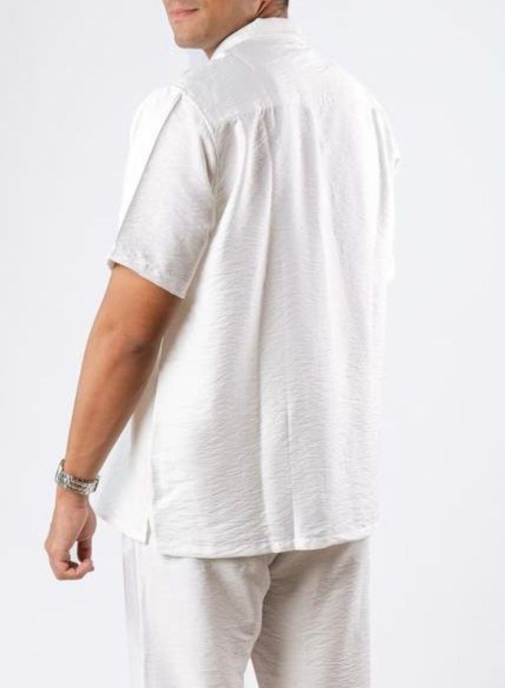 Short Sleeve Linen Shirt, Available in Beige, White, Black  - Image 3