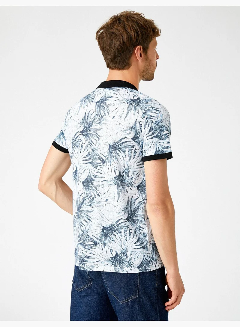 KOTON Polo Neck T-Shirt Printed Cotton