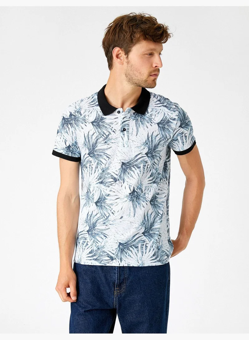 KOTON Polo Neck T-Shirt Printed Cotton