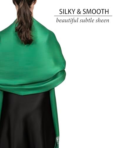 Achillea Soft Silky Pashmina Scarf for Women – Shawl Wrap for Evening Dresses, Bridesmaids, Weddings & Everyday Wear (Emerald Green) - Image 5