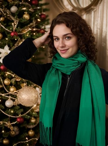 Achillea Soft Silky Pashmina Scarf for Women – Shawl Wrap for Evening Dresses, Bridesmaids, Weddings & Everyday Wear (Emerald Green) - Image 3