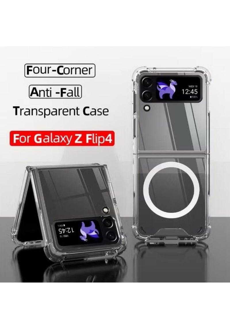 Magnetic - Samsung Galaxy Z FLIP 4, Magnetic Case, Compatible with MagSafe Wireless Charging, Anti-Scratch Bumper Cover (Clear), TPU - PC - Image 1
