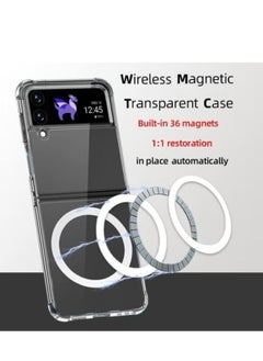 Magnetic Samsung Galaxy Z FLIP 4, Magnetic Case, Compatible with MagSafe Wireless Charging, Anti-Scratch Bumper Cover (Clear), TPU - PC  - Image 3