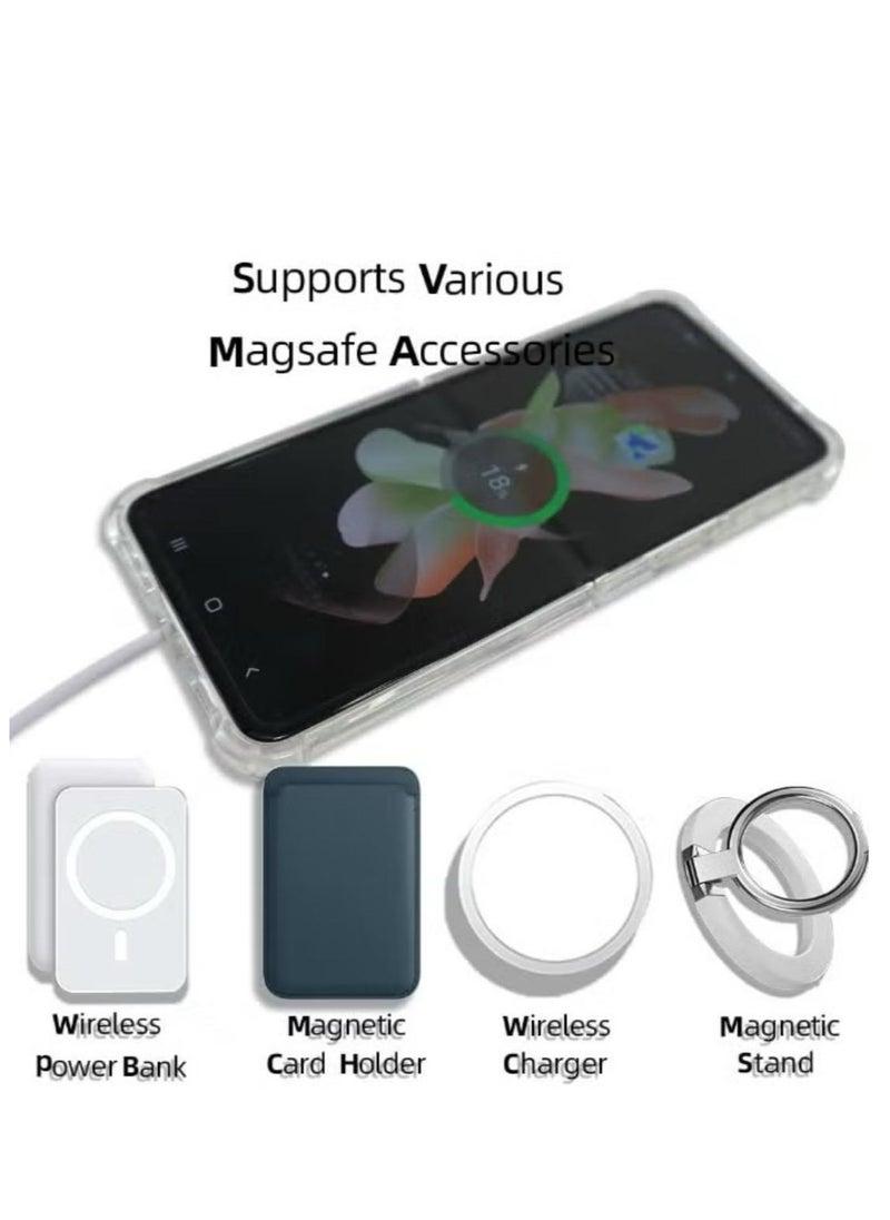 Magnetic - Samsung Galaxy Z FLIP 4, Magnetic Case, Compatible with MagSafe Wireless Charging, Anti-Scratch Bumper Cover (Clear), TPU - PC - Image 1