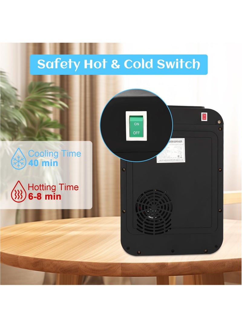XiuWoo 3 Temperature Setting Hot Warm Cold Desktop Water Cooler Dispenser, 500W Top Loading Countertop Water Coolers Drinking Fountain Portable Water Warmer for Home Bedroom Studio Office Dormitory,Black - Image 3