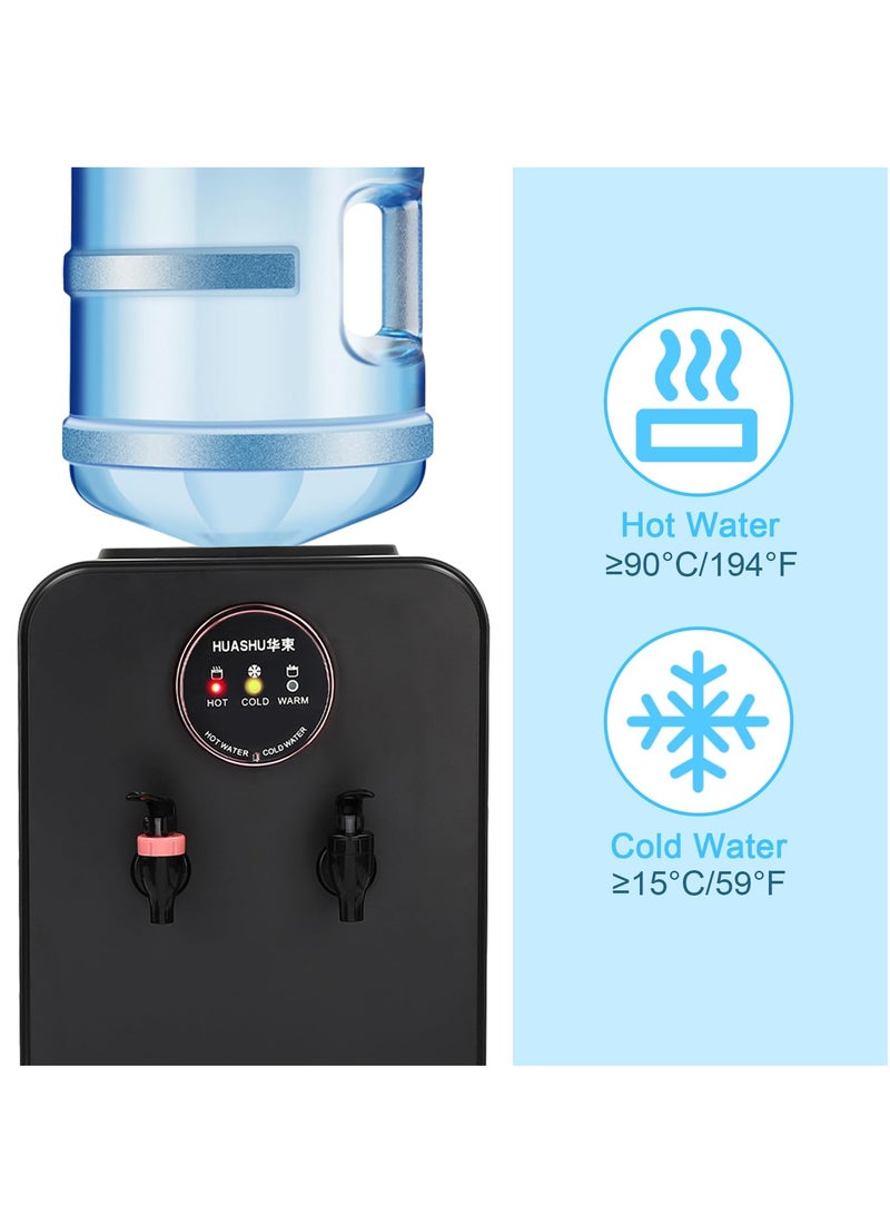 XiuWoo 3 Temperature Setting Hot Warm Cold Desktop Water Cooler Dispenser, 500W Top Loading Countertop Water Coolers Drinking Fountain Portable Water Warmer for Home Bedroom Studio Office Dormitory,Black - Image 4