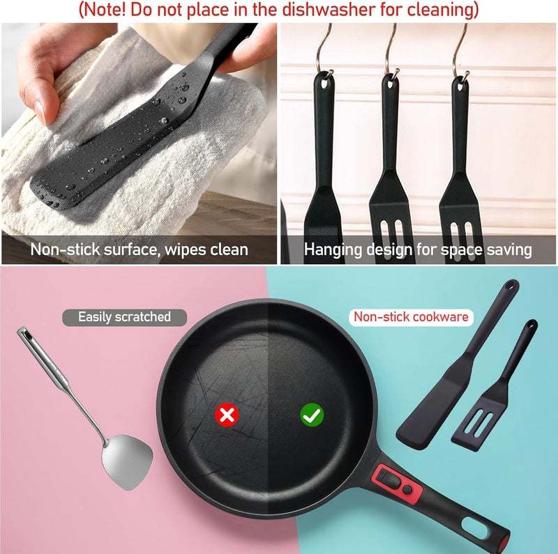 KIBBEH 3 Pack Heat Resistant Silicone Slotted Cooking Spatula Set, Multipurpose BBQ Clamp for Gripper Bread Clip, Fried Steak Clamp, Flipping Fish, Toast Salad Tongs - Image 5