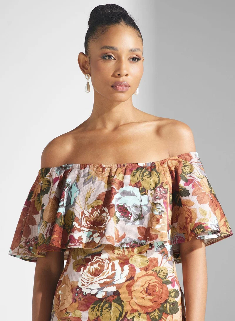 Golden Apple Bardot Printed Dress