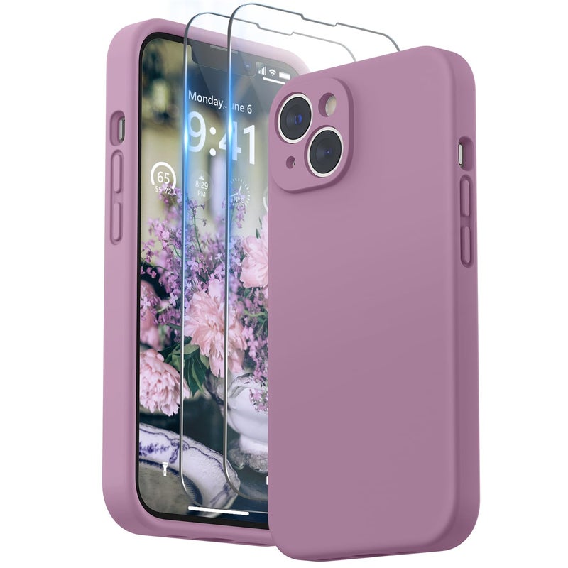 SURPHY Compatible with iPhone 14 Case with Screen Protector Camera Protection Soft Microfiber Lining Liquid Silicone Phone Case 61 inch 2022 Lilac Purple - Image 2