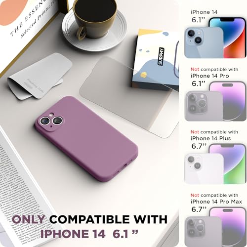 SURPHY Compatible with iPhone 14 Case with Screen Protector Camera Protection Soft Microfiber Lining Liquid Silicone Phone Case 61 inch 2022 Lilac Purple - Image 3