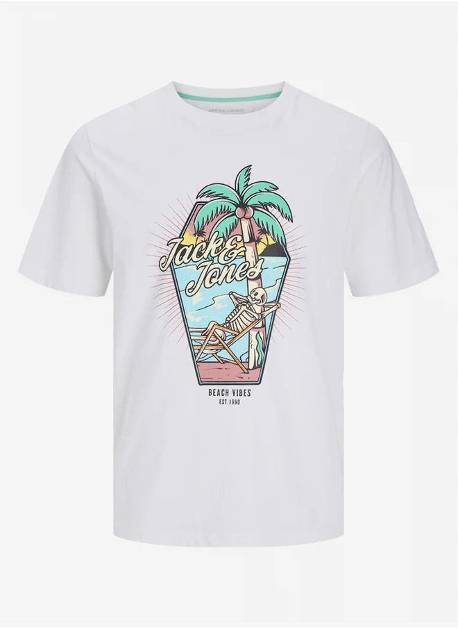 JACK & JONES Graphic Print Round Neck T-Shirt