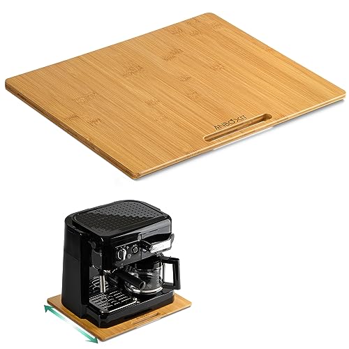 ANBOXIT Bamboo Appliance Slider, Sliding Tray for Coffee Maker, Kitchen Countertop Appliance Rolling Tray, Coffee Pot Slider Tray with Rubber Wheels, Wide - Large (13"D x 16"W) - Image 1