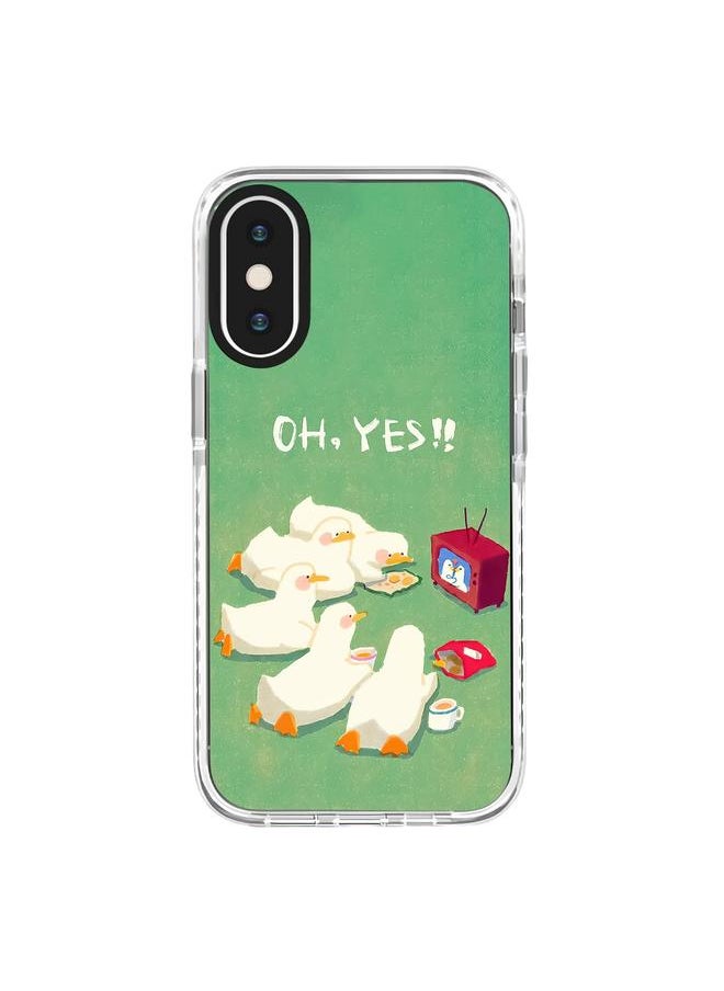 erorex - For iPhone XS Max Simple Illustration Pattern Full Coverage Phone Case(Watch TV Duck) - Image 1