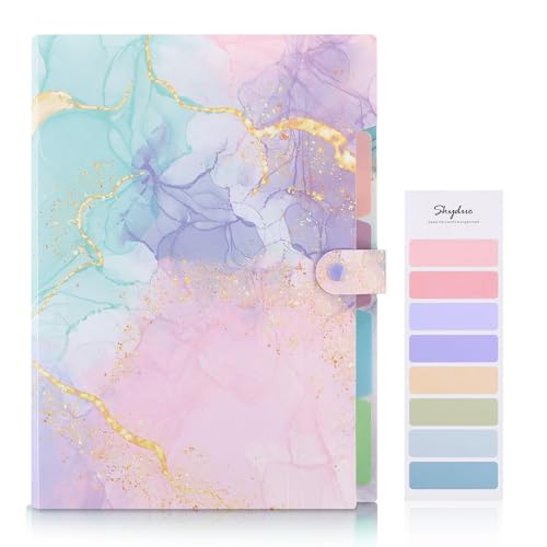 SKYDUE Expanding File Folder with 5 Pockets Cute Accordion File Organizer Letter Size Filing Folder Letter Size Folders for Documents School Office Supplies Marble Pink - Image 3
