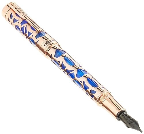 Conklin Endura Deco Crest Fountain Pen in Blue Stub Nib Premium Writing Instrument - Image 1