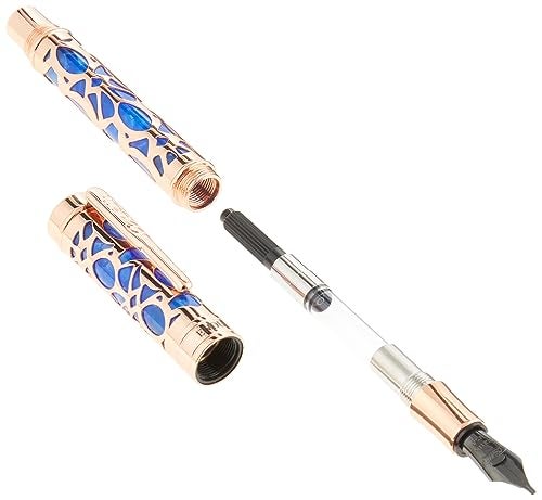 Conklin Endura Deco Crest Fountain Pen in Blue Stub Nib Premium Writing Instrument - Image 3
