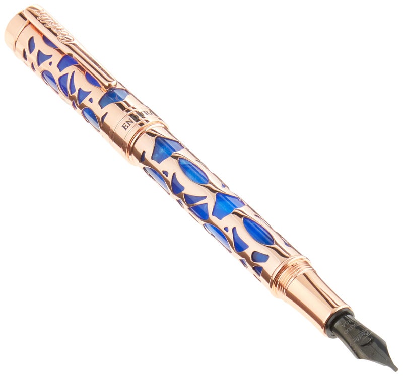 Conklin Endura Deco Crest Fountain Pen in Blue Stub Nib Premium Writing Instrument - Image 2