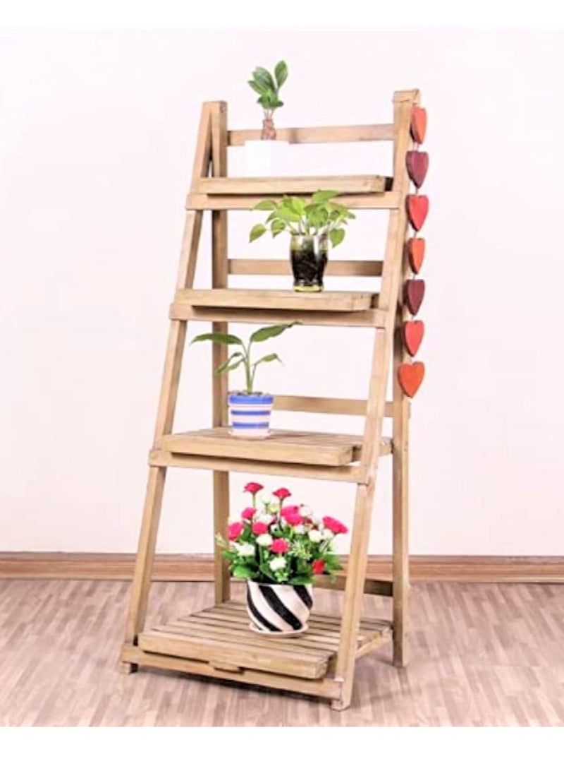 Generic FFD Plant Stand Storage Rack Brown, Natural Solid Wood, Flower Display Shelf Pot Storage Rack for Indoor Outdoor Home Garden Balcony  - Image 3