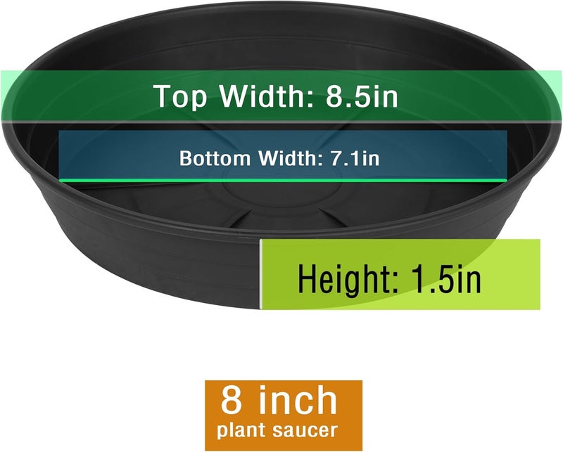 LWALRS 4 Packs 8 Inches Plant Saucer Drip Trays, Round Plastic Plant Pot Saucers Flower Pot Tray for Indoor Outdoor - Image 2