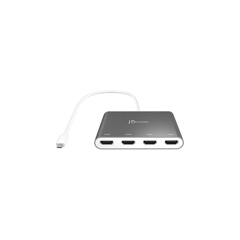 j5create USB-C to 4 Port HDMI Adapter Hub- Multi Monitor Splitter - Support 4 1080p 60Hz Displays - Compatible with Type-C MacBook and Windows Laptop (JCA366) - Image 1
