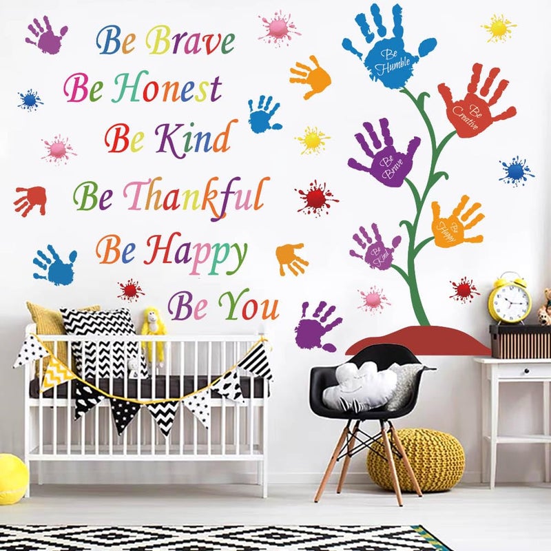 Datesno Colorful Inspirational Wall Decals Quotes Be Thankful Be Creative Be Brave Vinyl Paint Splatter Handprint Wall Art Sticker Peel and Stick Wall Decor Motivational Saying Wall Stickers for Kids Bedroom - Image 2