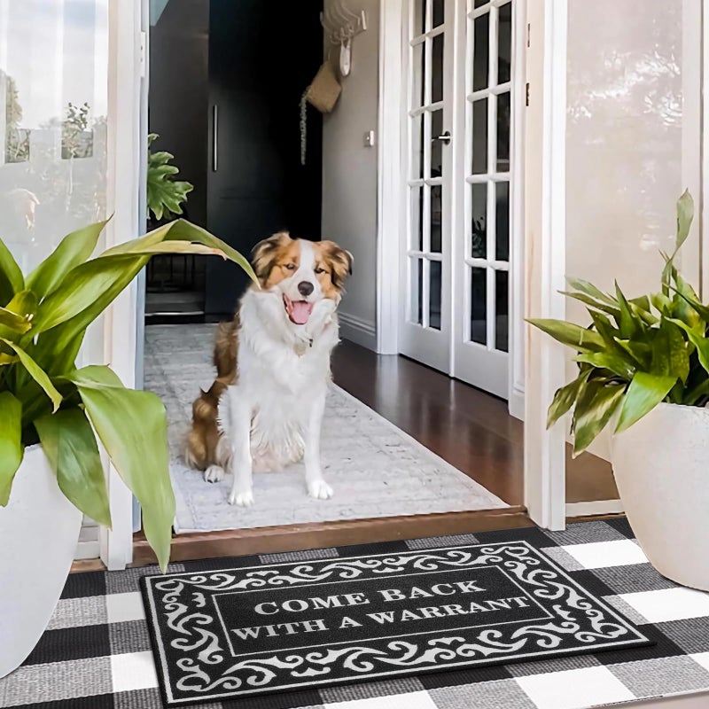 Lzuso Door Mats Welcome Mat Come Back with A Warrant Doormats Outdoor Indoor with Non Slip Rubber Backing Durable Easy to Clean Entrance Funny Mat for Home Farmhouse Patio Front Door Mats - Image 4