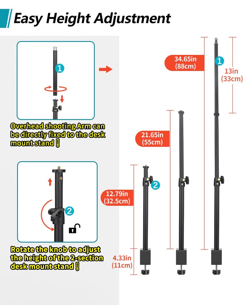 JEBUTU حامل كاميرا مكتبي JEBUTU مع ذراع قابل للتعديل 360° - Image 5