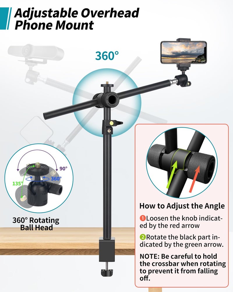 JEBUTU حامل كاميرا مكتبي JEBUTU مع ذراع قابل للتعديل 360° - Image 3