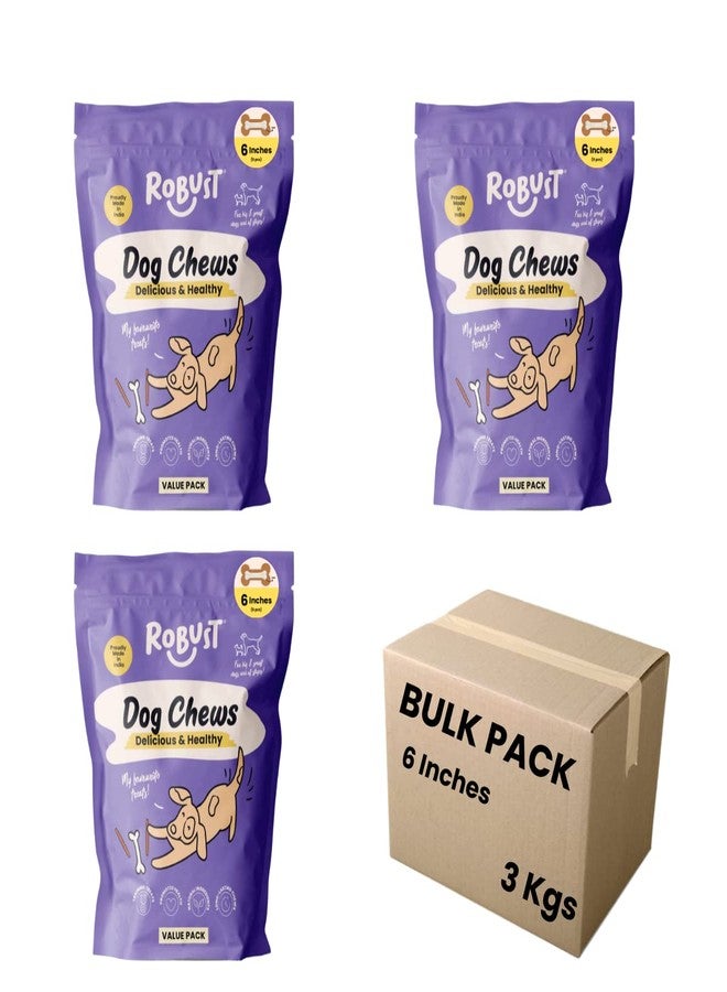ROBUST Long Lasting All-Natural Dog Chew Bones To Keep Your Dog Entertained - 6 Inches (3 Kgs Unit) | Rawhide Chews For All Dogs | Healthy & Digestible Bones Oral Health, All Life Stages - Image 2