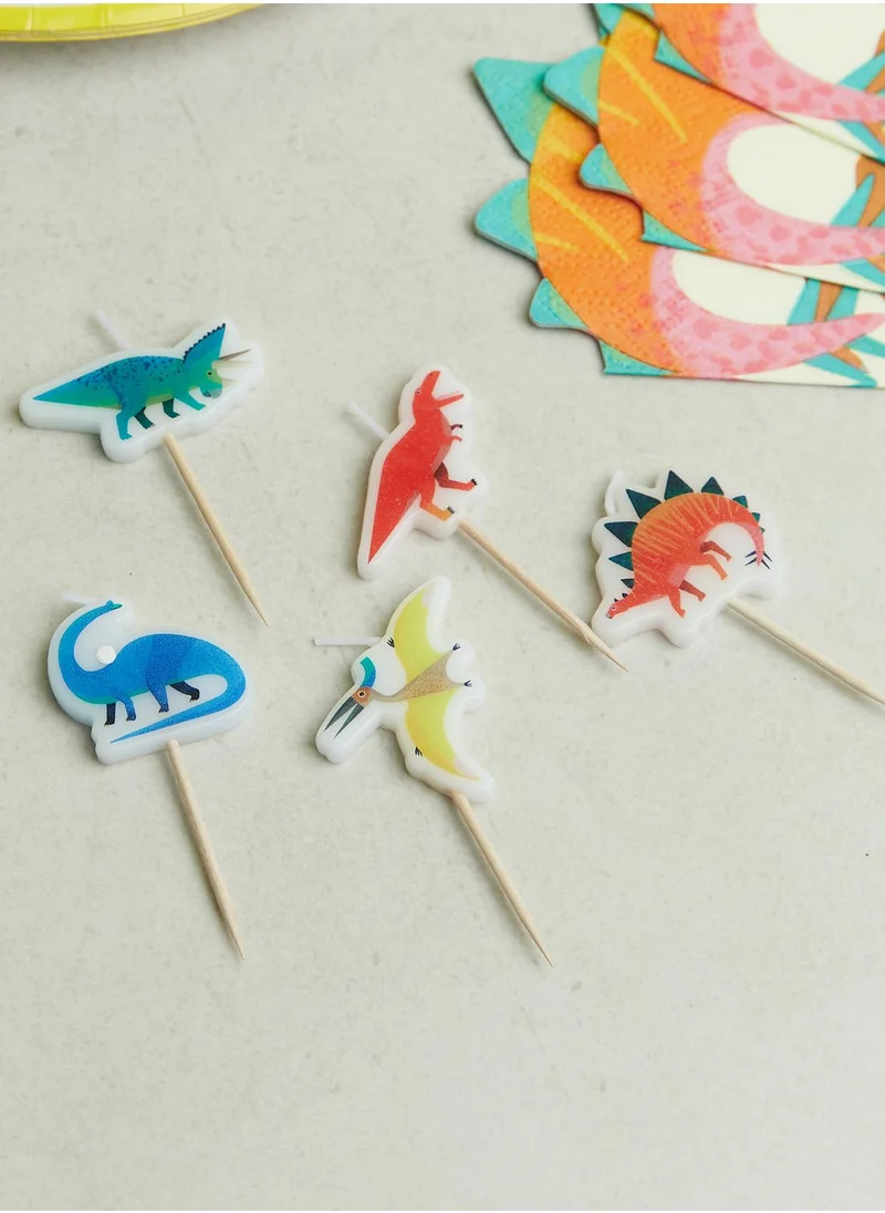 Talking Tables Set Of 5 Party Dinosaur Shaped Candles