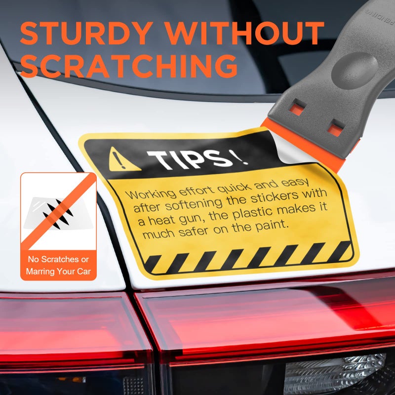 HELEMAN Plastic Razor Blades Scraper Tool - 2 Pack Wall Paint Remover with 100 PCS Blades Kit No Scratch Car Window Glass Wood Sticker Removal Floor Stove Kitchen Vinyl Adhesive Decal Tape Cleaning - Image 3