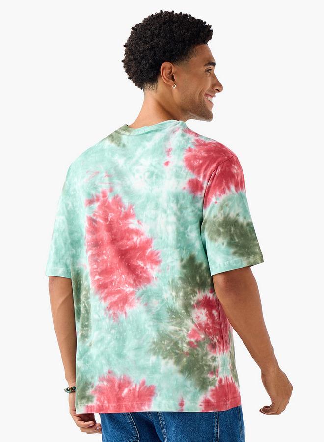 سبلاش فيڤ تي شيرت رجالي بقصة عادية وياقة دائرية وأكمام قصيرة مطبوع بالربط - Image 3