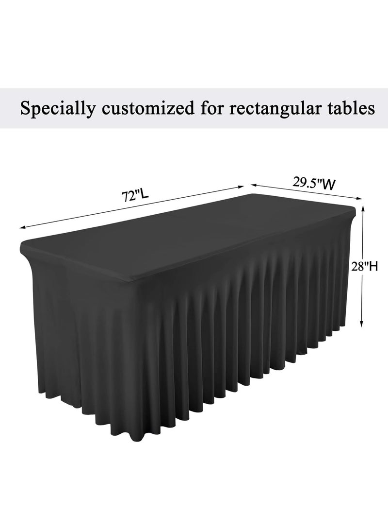 Black Tablecloth for Rectangle Table 6ft Spandex Table Skirt One-Piece Design for Birthday Parties Wedding - Image 5