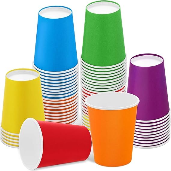 SANWALSA [250 ml, 50 Count, Multicolor Disposable Color Paper Cups | Rainbow Paper Cup for Wedding, Party, Picnic, Travel | Ideal for Tea, Coffee, Juice & Water - Image 1