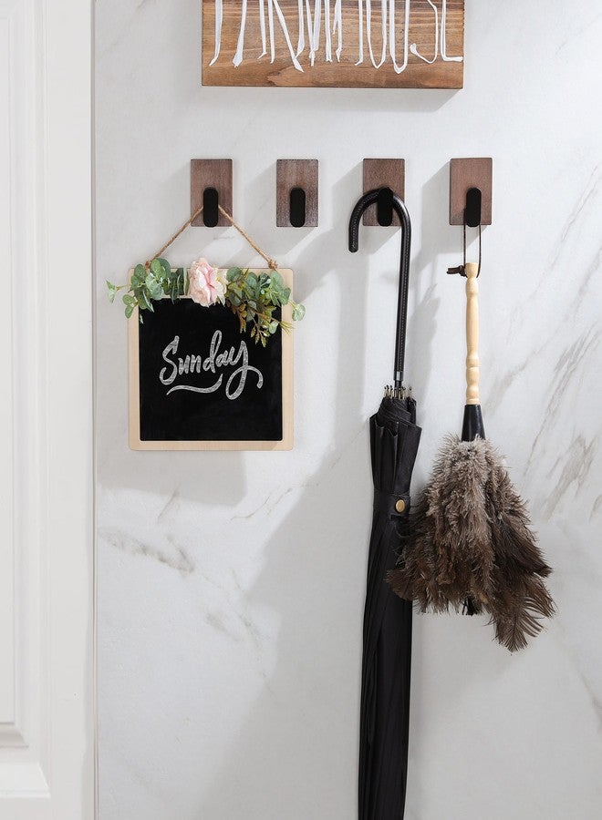 DELITON Adhesive Towel Hooks,Wall Hooks for bathrooms Without Drilling, Wood Wall Hooks for Hanging Robe, Towel, Bag Stick on Farmhouse Bathroom Bedroom Entryway 4 Packs Burned Brown - Image 5